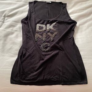 DKNY black tank top with company logo
